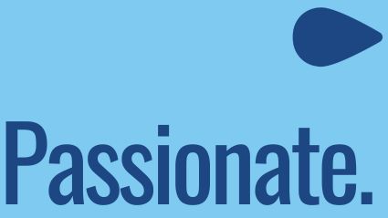 Passionate blue Blue background with the word passionate and a marker