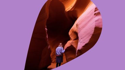 Traveller purple A traveller exploring a cavern with a purple background
