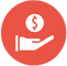 Red icon showing financial tools Red icon showing financial tools
