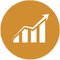 Gold icon showing business performance Gold icon showing business performance